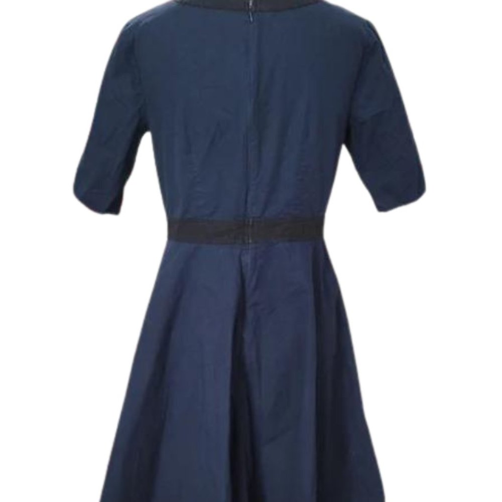 Charming Navy and Black Fit & Flare Cutout Dress